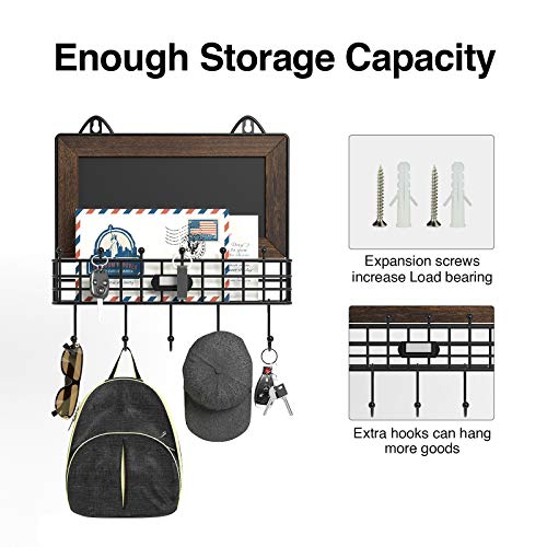 image for GREENSTELL Key Hooks Holder with Chalkboard, Tags & 5 Key Hooks, Wall 