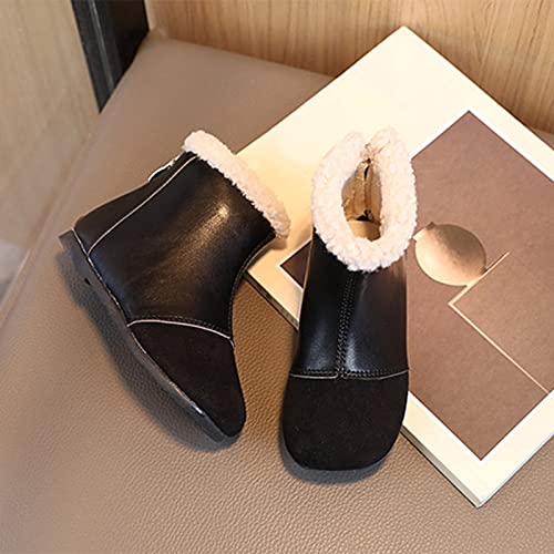Shoes Toddler Girls Boots Boys and Girls Ankle Boots Flat Bottom Flat Heel Round Toe Solid Color Back Zipper High4