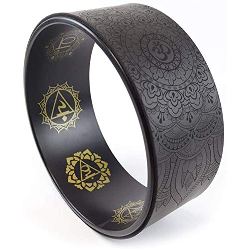 Duendhd Yoga Wheel Natural Yoga Auxiliary Wheel Massage Mandala Pattern Wheel Backbend Artifact Yoga