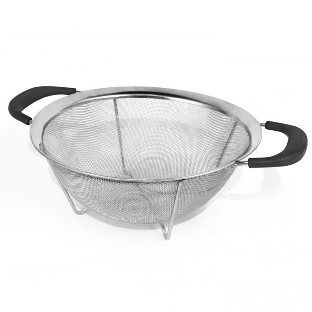 MGE - Colador de Cocina con Pie - Escurridor de Acero Inoxidable - Colador Verduras - Escurridor Pasta - Colador de Metal Microperforado - Coladores de Cocina Acero Inoxidable - 22,5 cm