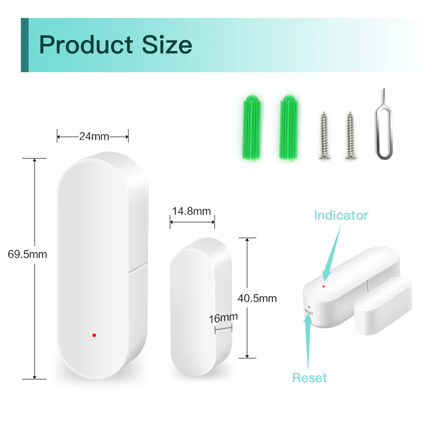 BSEED Zigbee Detector Ventana Puerta 4 Pack,Sensor Alarma Antirrobo Para La Seguridad Tienda Hogar Contra Ladrones, Compatible Tuya Alexa Google Home, Se Requiere Concentrador