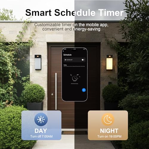 Outdoor Wall Light, 1500LM Smart RGBIC Porch Lights Outdoor with 45 Scene Modes, DIY, IP65 Waterproof Exterior Lighting Fixtures, Modern Decor for Garage, House, Patio, Garden, Yard, Party(2 pieces) - Image 4