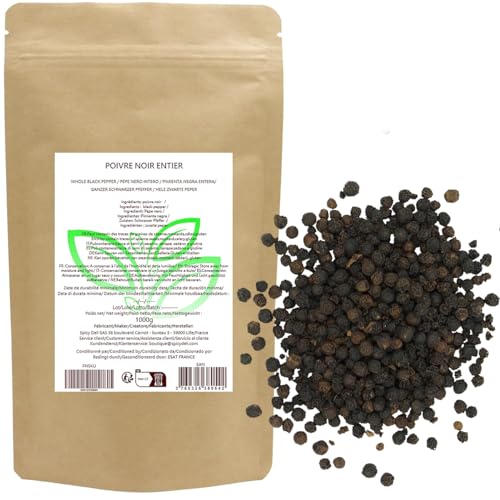 Poivre noir en grains de Madagascar " Agriculture durable" Sachet kraft refermable. (1000gr) – vue 2