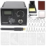 WANDART Professional Wood Burning Kit with One Pyrography Pen Single Wood Burner with 20 Wood Burning Tips with Case and 5PCS Stencils