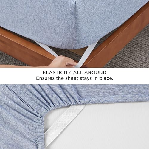 Image of Bedsure California King Sheet Sets - 4 Pieces, Soft & Cooling Cal King Sheets, Luxury Cationic Dyed, Deep Pockets & Easy-Fit, Breathable & Wrinkle Free, Blue
