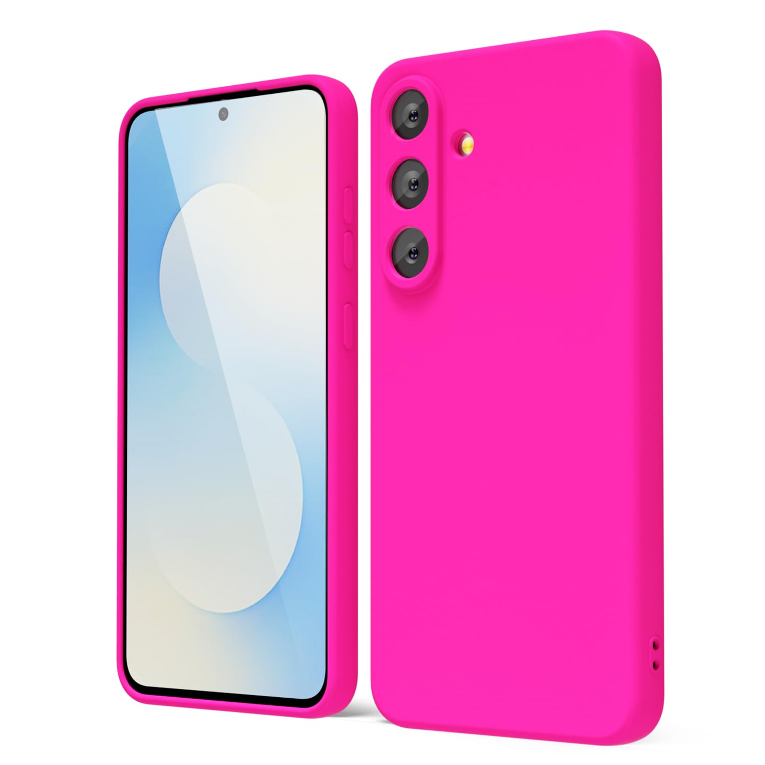 oakxco for Samsung Galaxy S24 Ultra Phone Case Liquid Silicone, Neon Bright Solid Color, Thin Slim Soft Rubber Gel Matte TPU Plain Simple Cover for Women Girl Cute, Hot Pink Fuchsia — view 46