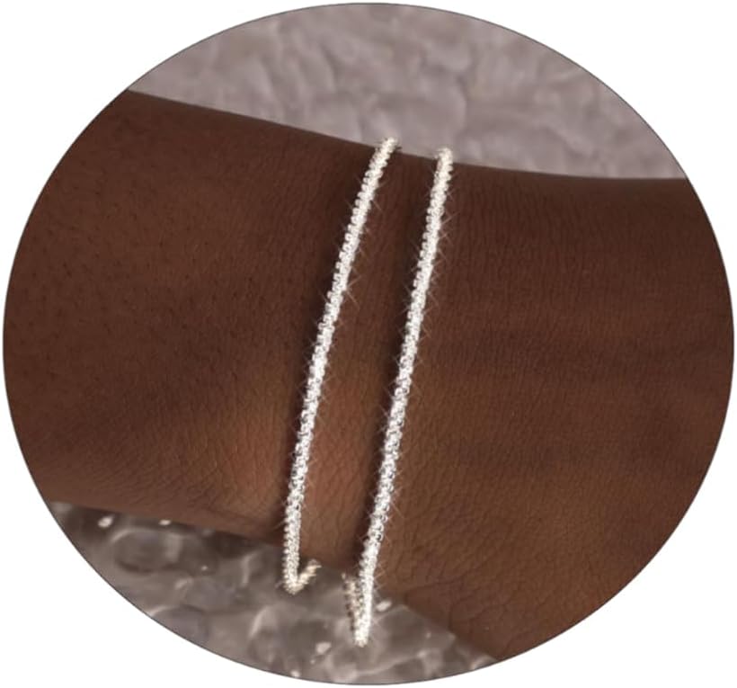 Dainty Bracelets for Women, 14k Gold Plated/Silver Layered Charms Bracelet Herringbone Satellite Beads Box Rope CZ Bracelet Adjustable Cuba Link Chain Bracelet Set Jewelry Gifts