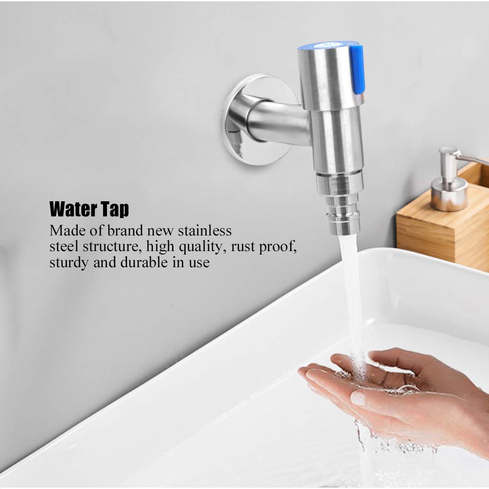 Grifo de Agua de Montaje En La Pared G1/2" Acero Inoxidable, Grifo de Lavandería Fregadero Cocina Lavadora Jardín Frío
