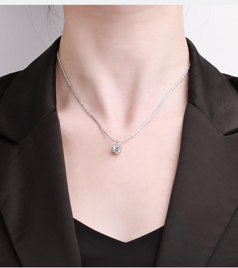 JOLINO 1CT Moissanite Pendant Necklace for Women,925 Sterling Silver Plated with Platinum,Dainty Jewelry Gifts for Your Wife,Girlfriend,Mother on Valentine's Day,Birthdays,Anniversaries,or Graduations - Image 3