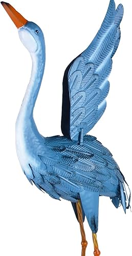 Miniatura 5 de Estatua de animales de grúas para decoración de jardín, decoración de jardín, arte de metal para decoración al aire libre de patio, 2 uds