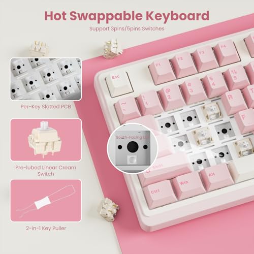 Image of RK ROYAL KLUDGE N99 Wireless Mechanical Keyboard with Screen & Knob, BT /2.4G /USB-C, 96% Hot Swappable Pre-lubed Tactile Switches, Gasket Mount, RGB Mechanical Gaming Keyboards