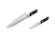2-piece Knife Set - 8in Chef - 3.5in Paring - High Carbon Stainless Steel - Black