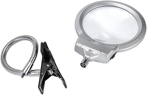 Miniatura 7 de Lupa de escritorio, gran lente de mesa, manos libres, iluminada, plegable, con luz LED ajustable, abrazadera de luz para el trabajo, lectura,