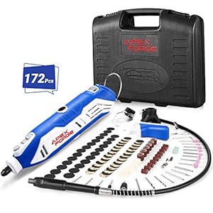 APEXFORGE M6 Variable Speed Rotary Tool Kit, Keyless Chuck & Flex Shaft, 172 Pcs Accessories, 6-Speed, 4 Attachments…
