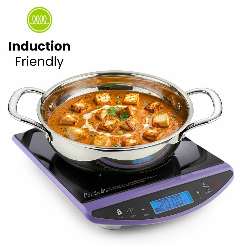 Image of Allo Triply Stainless Steel Kadhai with Handles|Perfect Kadhai for Curry /Stir-Fry /Deep-Fry /DryVeg /Saute Induction Friendly Naturally Non-Stick | 10 Years Warranty, Without lid