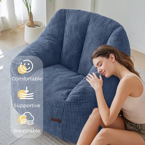 Image of MAXYOYO Bean Bag Chair for Adults, Foam-Filled Floor Sofa for Reading