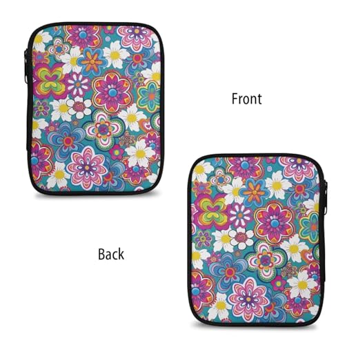 Image of Boho Floral Crochet Hook Case with Web Pockets Knitting Needle Organizer - Portable Crochet & Knitting Storage for Hooks, Needles & Supplies