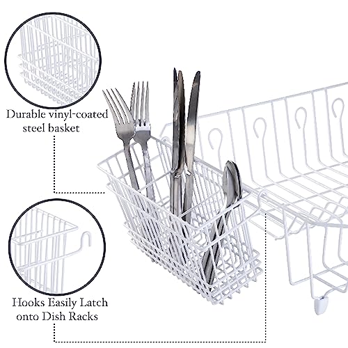 Kitchen Details 4106-WHT Cutlery Basket | Hanging | Attach To Standard Dish Drying Rack | Utensil Caddy thumb #2