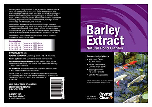 Crystalclear Barley Extract Concentrate - Natural Liquid Pond Clarifier - 32 Ounce Of Barley Straw Extract Treats Up To 16,000 Gallons #TOP2