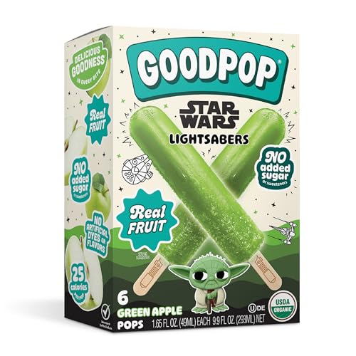 GoodPop Disney Organic Green Apple Sabers Star Wars Ice Pops, 6 Ct