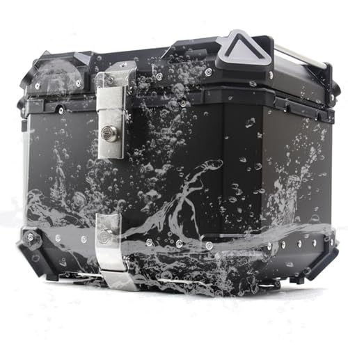 TAHALI Baúl Superior para Motocicleta, Caja Trasera Universal de Aluminio para Motocicleta, Almacenamiento para Maletero con Cerradura de Seguridad para Equipaje de Casco,Black-100L
