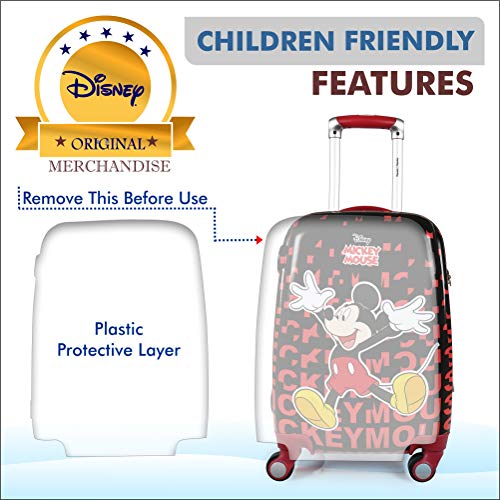 Humty Dumty Disney Mickey Mouse Red Polycarbonate 18 Inch / 45.7 Cm Kids Hard Luggage Trolley Bag | Travel Bag