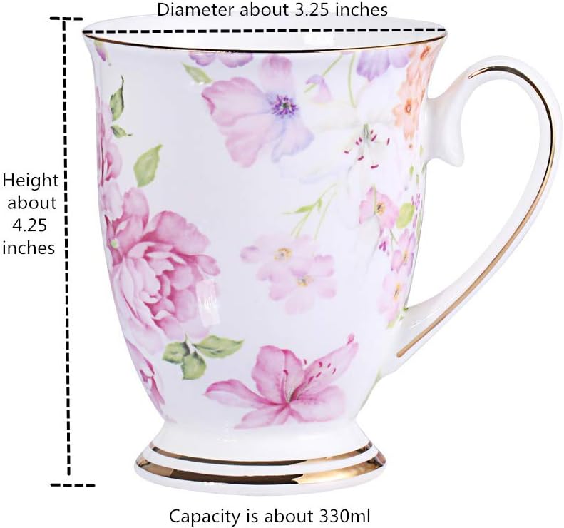 Royal Fine Bone China Coffee Mug Assorted colors Tea Cup about 11oz /330ml (1, red) - Image 5