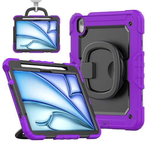 Protection iPad Pro 13 M5 2025 rigide violette et noire avec poignée