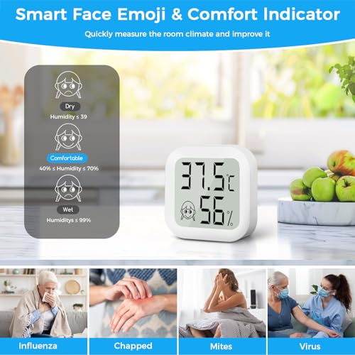 CNMTCCO luftfeuchtigkeitsmesser Thermometer Innen, 4 Stück Hygrometer Mini LCD Digital Thermometer Gauge für Arbeitszimmer Babyzimmer, Weinkeller, Seniorenzimmer usw