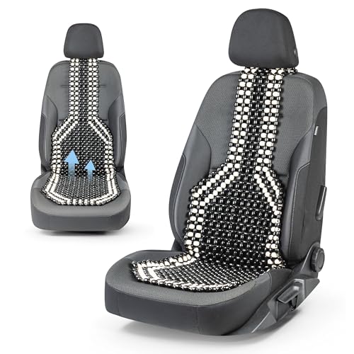 CarComfort coussin de siège en perles de bois, coussin de siège en billes de bois, massage appui de place de voiture universel noir/blanc 13551