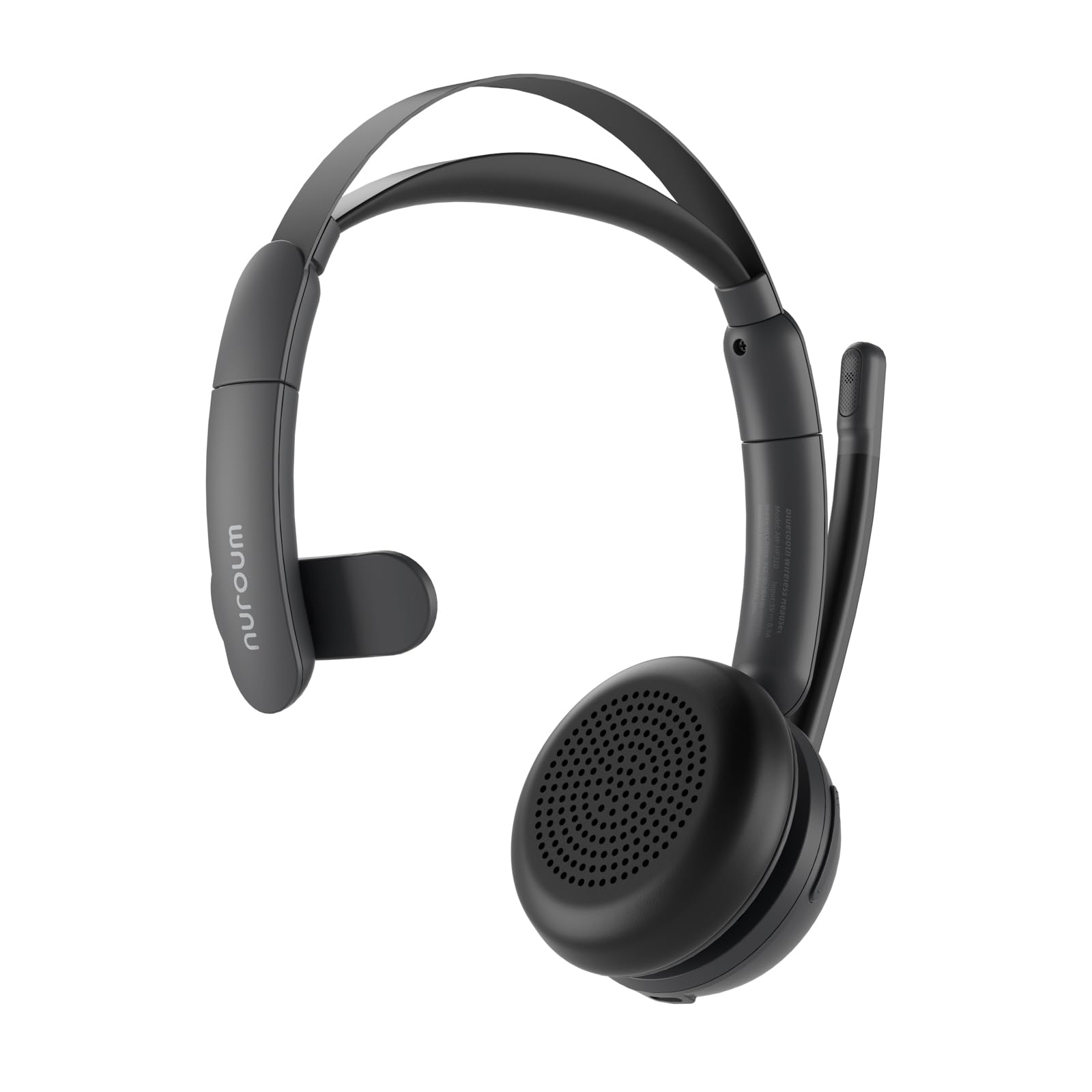 NUROUM Wireless Headset with Mic for Work, Trucker Bluetooth Headset with Noise Cancelling Microphones, Single Ear, Multi-Point/Mute, 45H Playback for Call Center/Work from Home/Office HP31SN