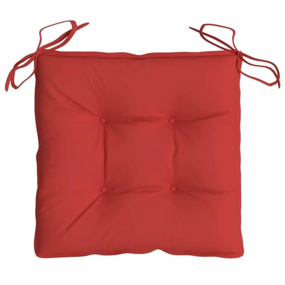 Waterproof Outdoor Patio Chair Cushions Set of 6, Red Color, 15.7'' W X 15.7'' D, Size | Square Shape, Tufted Design Lightweight & Ultra-Soft Filling, Non Slip with Ties Included