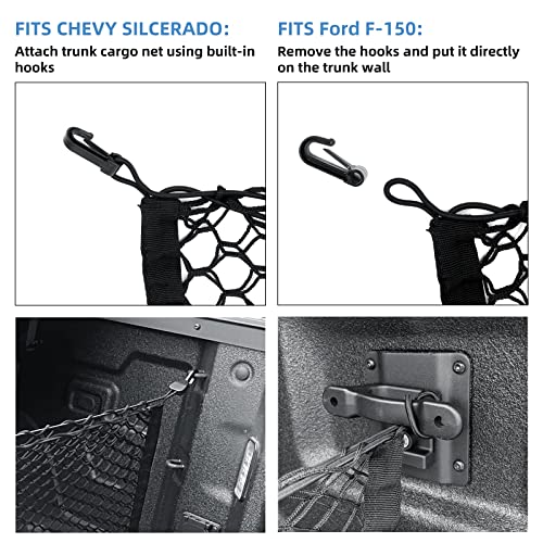 Truck Bed Cargo Net For Trunk Storage，Mesh Storage Cargo Trunk Organize Grocery Holder，Cargo Net For Pickup Truck Bed Automotive Cargo Nets #TOP4