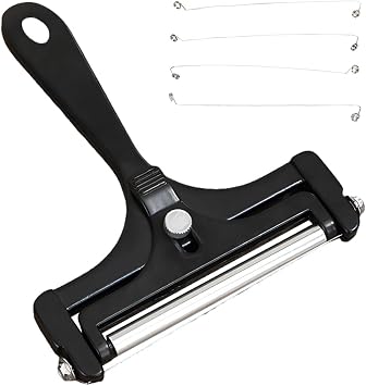 Adjustable Cheese Slicer, Professional Cheese Cutter with 4 Stainless Steel Wires for Perfect Thin to Thick Slices, Easy-Clean Board for Hard & Soft Cheeses