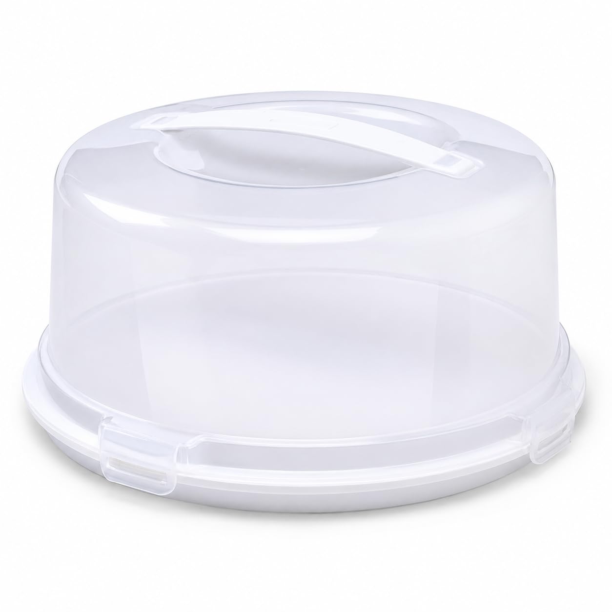 Accurate White Plastic Cake Carrier With Lid & Locking Clips – Round Cake Box With Handle, Dishwasher Safe Pp Material, Durable Cake Holder For Transport & Storage, Holds Cakes Up To 30Cm –