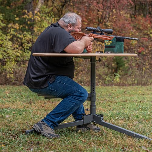 Image of Caldwell Stable Table BR Shooting Bench with 360 Rotation, Leveling Legs, All-Weather Seat for Shooting, Target Practice, Shooting Sports