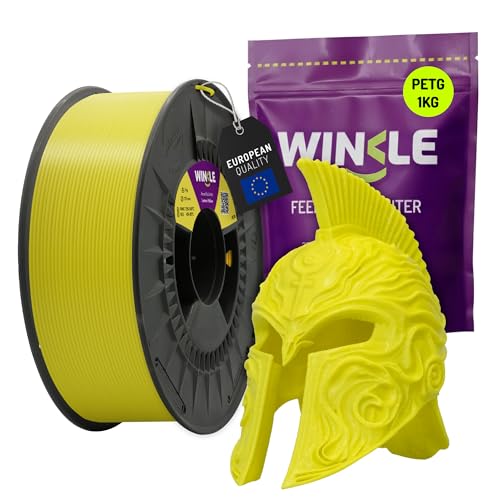 Winkle PETG Filament 1.75 mm Lemon Yellow, 1 kg Spool, 3D Printer Filament Compatible with FDM Printers, 3D Printing Mat
