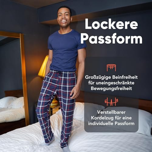 FM London 2er-Pack Pyjama für Herren - Leichte Herren-Pyjamahose, Loungewear und Nachtwäsche