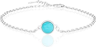 Sponsored Ad - BLUEJOY “Elegance & Love” Natural Sleeping Beauty Turquoise Gemstone Dainty Bracelet in Sterling Silver Jew...