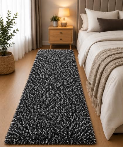 Image of tie die Shaggy Carpet for 2 Inch Thickness Living Room - Soft Fluffy Rug & Non Slip Runner Carpet - Cozy Shaggy Area Rug for Bedroom & Lounge [2x6 Feet Dark Grey]