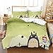 leer Bettwäsche 3D Bettbezug Weiß Grün Grau Rot Comic Tier Totoro 135x200 cm Microfaser Wendebettwäsche Set Uni mit Reißverschluss und 2 Kissenbezüge 80 x 80 cm