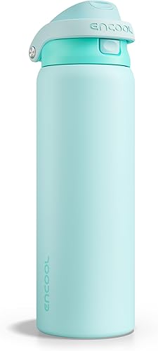Miniatura 88 de ENCOOL - Botella aislante para agua, acero inoxidable con pajilla, mantiene el frío, tapa abatible de un solo toque, sin Bisfenol A, a prueba de