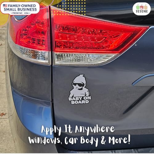 Image of TOTOMO Baby on Board Sticker for Car - Window Decal, Bumper Sign for New Parents, Durable Waterproof Safety Warning Sign for SUV Truck Minivan - Carlos, 2 Pack