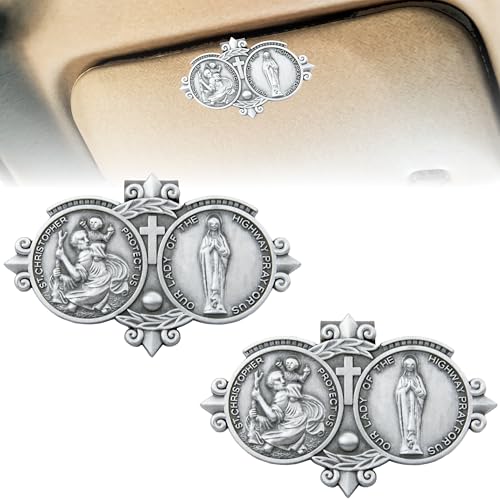 2 PCS St Christopher Medal Visor Clip, Our Lady of...