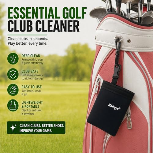 Kairsya Golf Club & Ball Cleaner Bag, 100% Leak-Proof Portable Golf Washer Pouch, Detachable Clip, Scratch-Free Microfiber Brush, Club Cleaning Kit & Groove Cleaner, Golf Gifts & Gear for Men Women - image 7