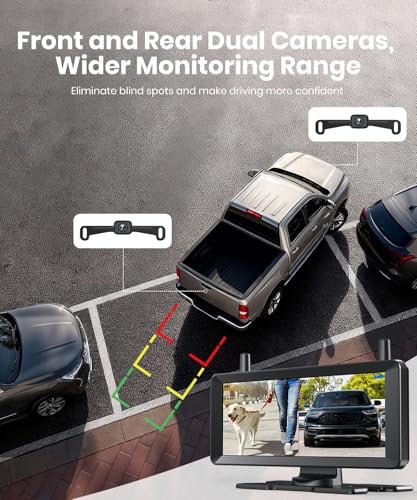 AUTO-VOX 2 Wireless Backup Camera: 7.2" USB-Powered Dual Split-Screen 1080P HD Monitor with DVR Recording, Front and Rear Coverage, Stable Signal, Back Up Camera for Pickup, Trailer, SUV - Image 3