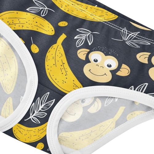 ZZKKO Monkey Banana Girls Underwear Toddler Panties for Girls Comfort Brief Size 2T-8Y3
