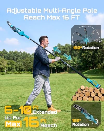SEESII Cordless 8 inch Pole Saw & Mini Chainsaw with 2 × 4.0Ah Battery - 2