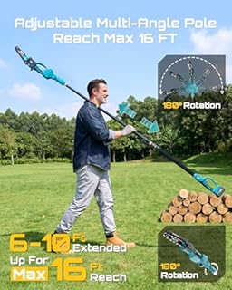 SEESII 2 in 1 Cordless 8 inch Pole Saw & Mini Chainsaw with 2 Battery, Power Electric Polesaw for Tree Trimming, Chain Saw with Extension Pole, Limb Branch Cutter Pruner P8 Ace