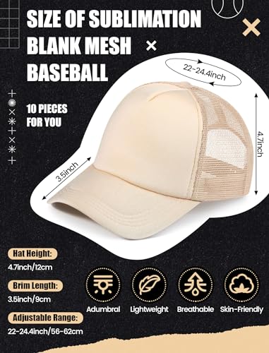 10 Pcs Sublimation Blank Trucker Hats Bulk Mesh Baseball Cap Polyester Mesh Trucker Hat for Men and Women2